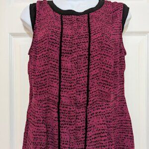 Halogen Black Burgundy Sleeveless peplum top Sz Medium